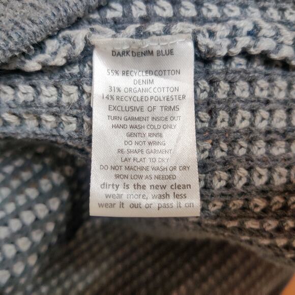 Toad & Co Recycled Denim Waffle Knit Cardigan Sweater Gray Small Long Line - Picture 11 of 13